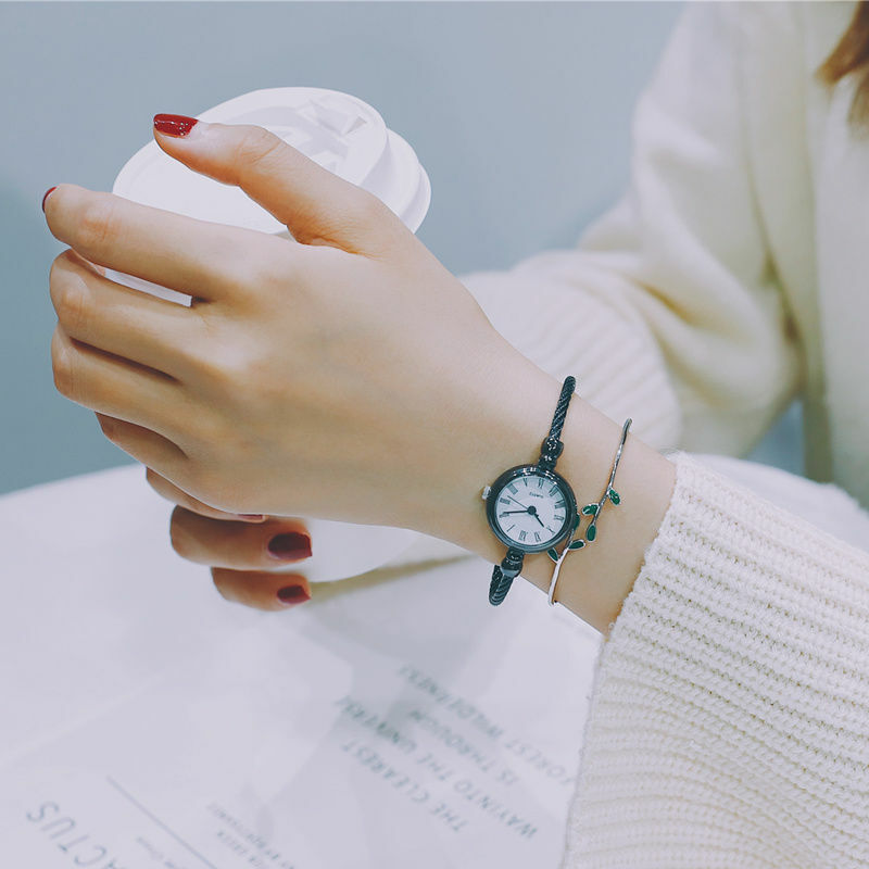 Chique schoolgirl versão coreana retro pequena pulseira de quartzo dial com pulseira conjunto relógio moda nova boca relógio presente reloj mujer