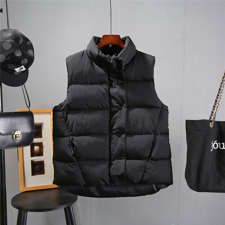 Женское Свободное пальто VOLALO, повседневное однотонное пальто в Корейском стиле, с воротником-стойкой, без рукавов, 2024