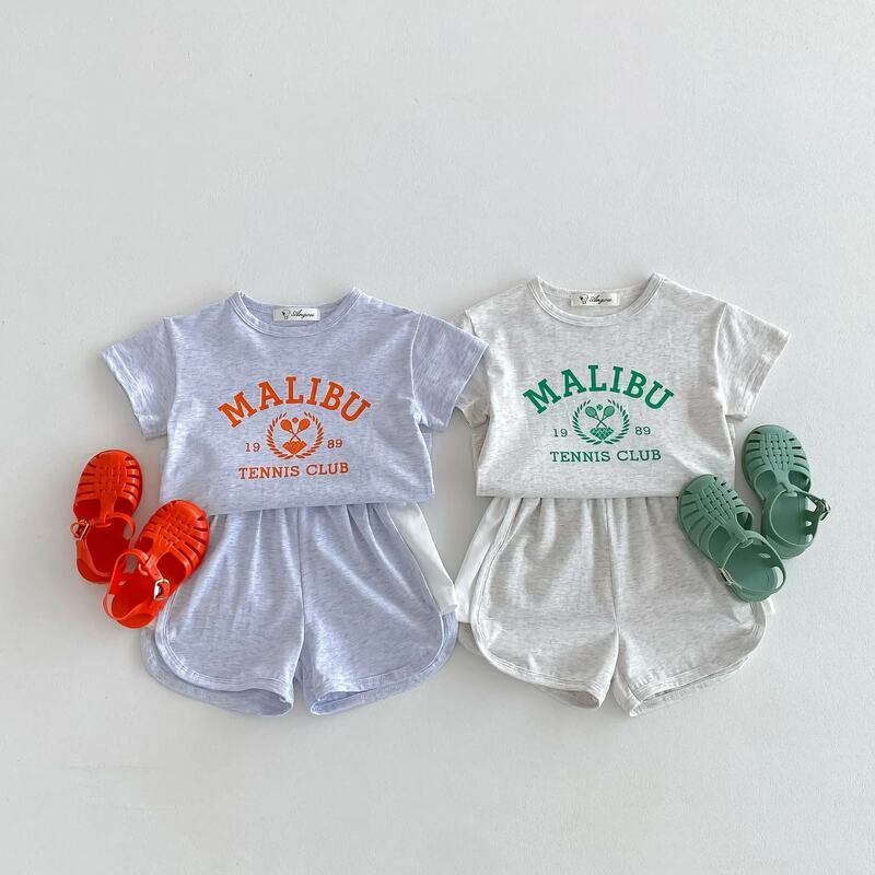 Dzieci z krótkim rękawem zestaw na co dzień lato New Baby Boy Girl Letter Print T Shirts + szorty 2pcs garnitur dla dzieci wszechstronne stroje sportowe