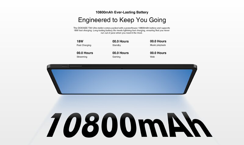 DOOGEE-Tableta T20 Ultra de 7,6mm, pantalla 2K de 12 pulgadas, Helio G99, ocho núcleos, 12GB + 256GB, 10800mAh, Cámara principal de 16MP, Android 13