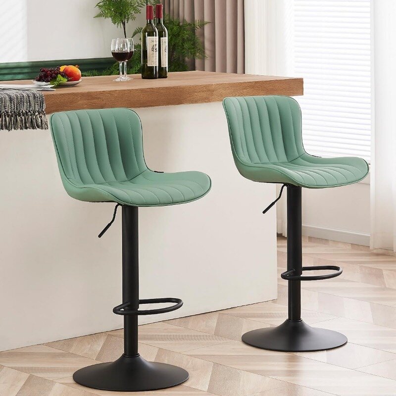 Bar Stools Set of 2 Barstools Adjustable Counter Height Stools 24 inch Swivel Modern Bar Stool with Back for Kitchen Island