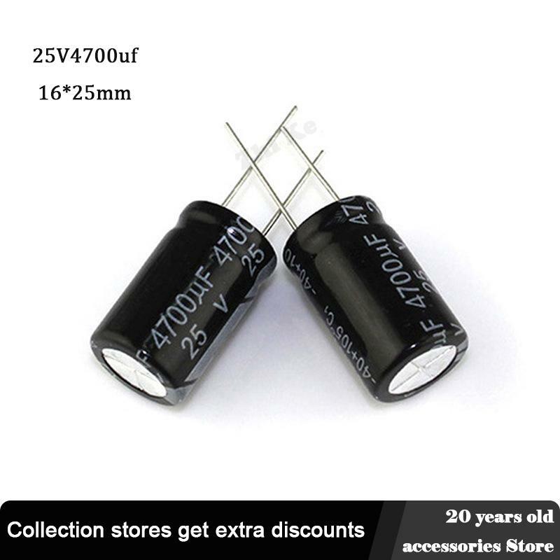5 pces 25 v 4700 uf 16*25mm baixo capacitor eletrólito de alumínio esr 4700 uf 25 v capacitores elétricos 20%