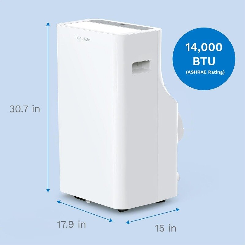 hOmelabs Portable Air Conditioner 14000 BTU - Cools Rooms up to 600 Sq. Ft. - Quiet AC Unit with Wheels