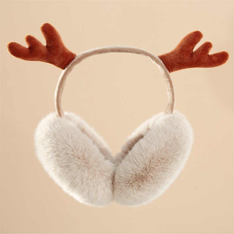 New Red Elk Horn Earmuffs Brown Collapsible False Rabbit Hair Ear Warmth Christmas Present for Wife Children Gift