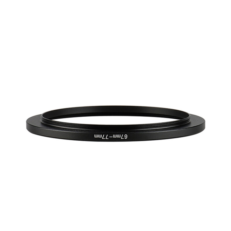 Alumínio preto Step Up Filter Ring, 67mm-77mm, 67-77mm, 67-77mm, lente adaptadora para Canon, Nikon, Sony, câmera DSLR