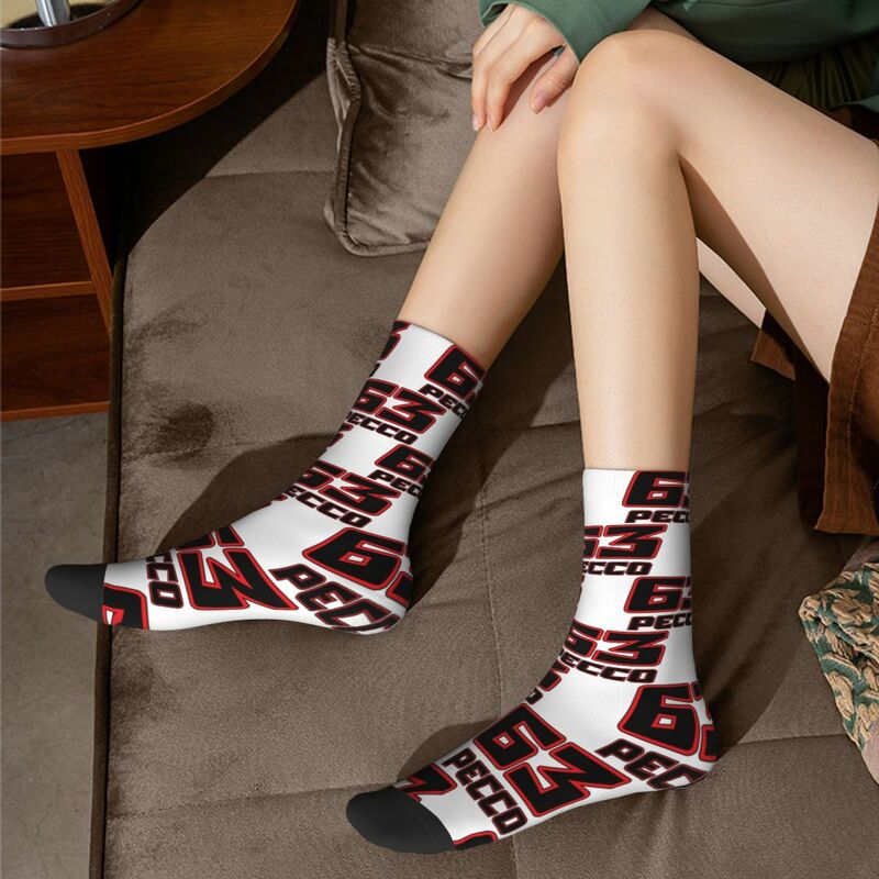 Pecco Bagnaia 63 2022 Socken Harajuku Schweiß absorbierende Strümpfe ganzjährig lange Socken Zubehör für Unisex-Geschenke