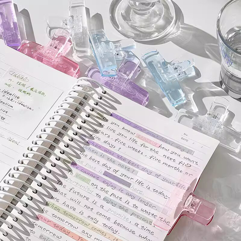 Ins Transparent Binder Clips Kawaii Paperclips File Documents Tickets Clips Bookmarks Index Page Holder Office Binding Supplies