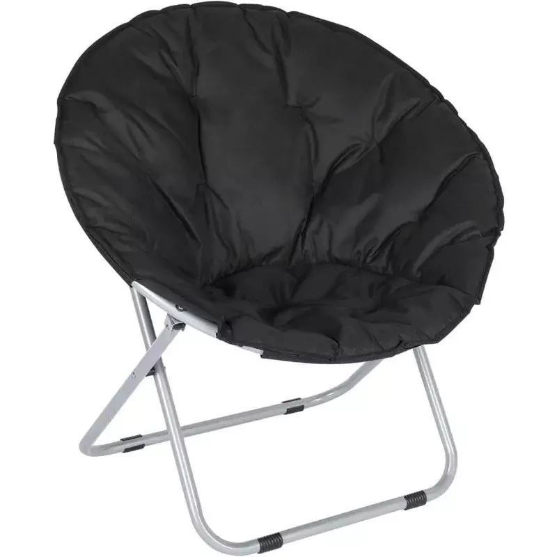 Silla de platillo plegable, silla acogedora de 31,5 pulgadas, color negro