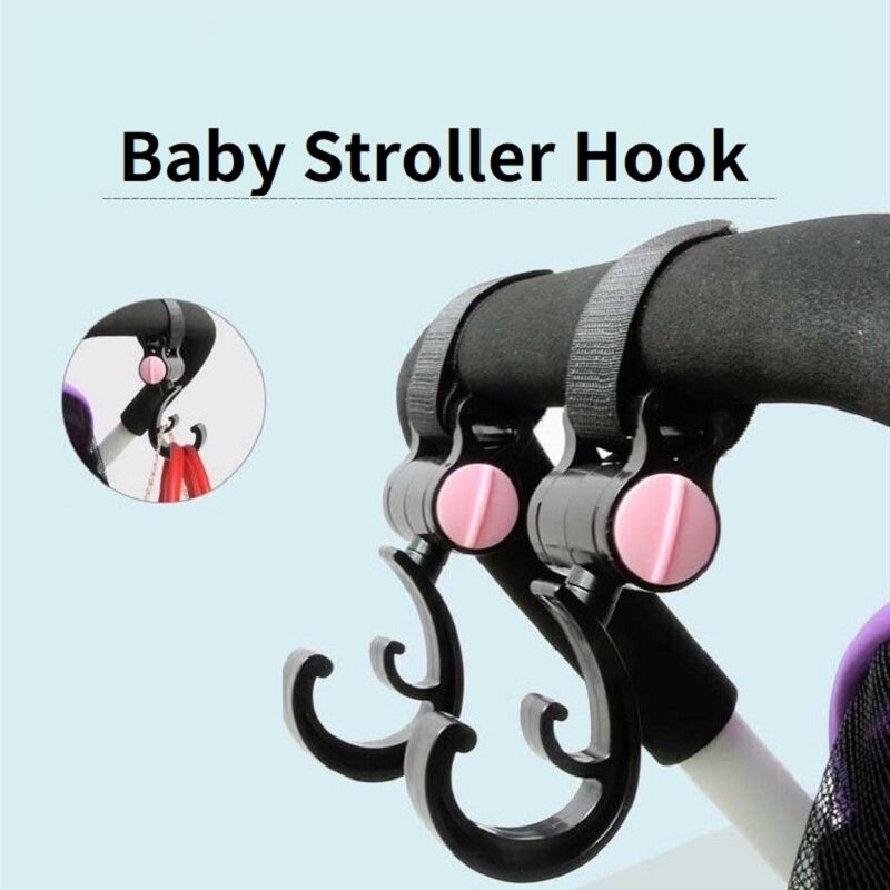 Gancho Universal para cochecito de bebé, organizador de 360 grados, estante para colgar bolsas de bebé, accesorios para carrito, 2 uds.