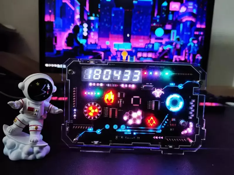 Cyberpunk-reloj LED RGB con tecnología artística, accesorios de decoración de escritorio para habitación, atmósfera de juego, 2024 pulgadas, seis tubos digitales, 2,0