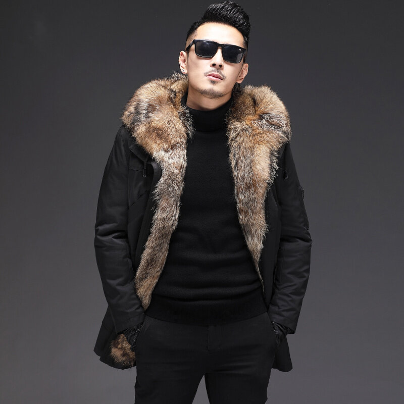 Wolf Hair Liner Winter Men Leather Jacket Fur One Warmer Genuine Coat Real Lining Mens Jackets Coats