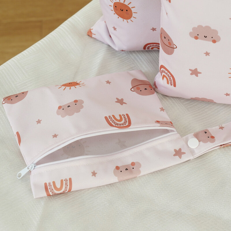 Bolsa de pañales impermeable para bebés y Mamá, bolsa de almacenamiento Menstrual bonita para viajes, 3 piezas por juego