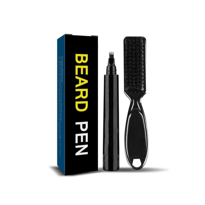 Beard ดินสอ Filler กับ4เคล็ดลับ Applicator แปรงยาวสร้าง Natural หนวดเคราคิ้วสำหรับชาย