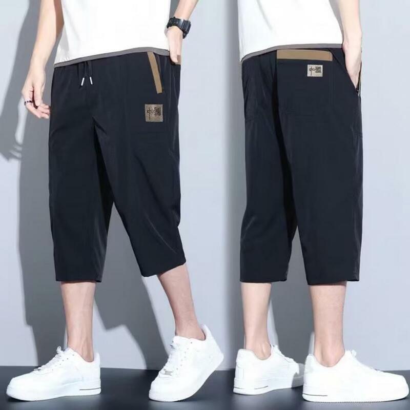 Daily Wear Quick Dry Mid-calf Length Summer Cropped Pants Men Garment