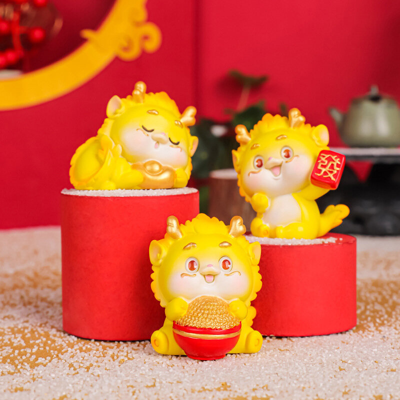 Micro paysage chinois pour le nouvel an, petit dragon mignon, beurre chic, accessoires faits à la main, année du zodiaque, 2024
