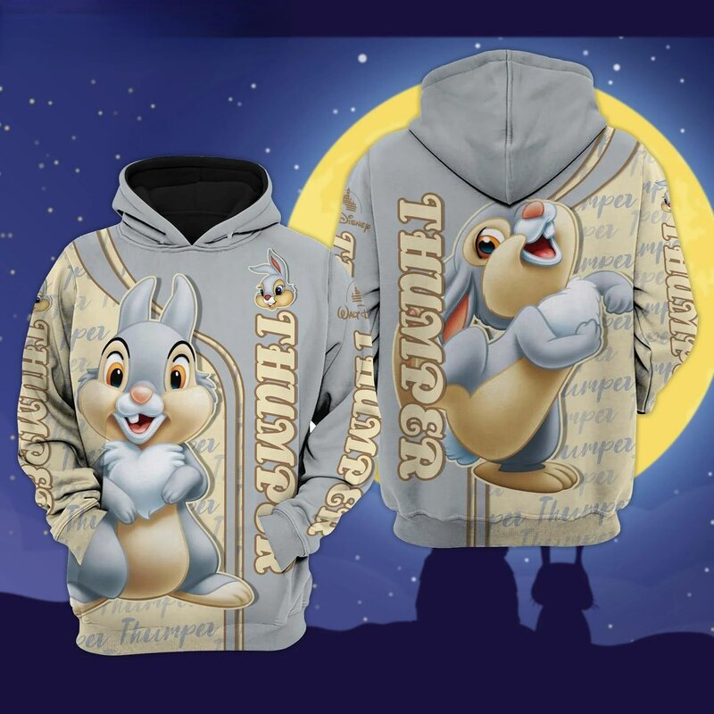 2024 New Disney 3d Hoodie Thumper Rabbit Bambi Disney Cartoon Graphic 3d Hoodie Zip Hoodie