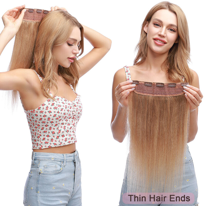 Extensiones de cabello humano 100% Real para mujer, postizo liso Natural con Clip de una pieza, 10-24 pulgadas