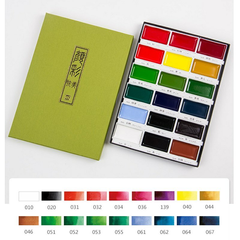 Kuretake 12/24/36/48Color Solid Watercolor Paint Set 6 Colors Metallic Water Color Paints For Painting Art Supplies