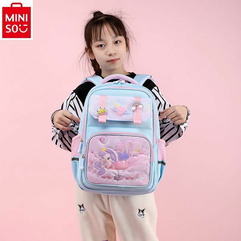 MINISO 2024 Большой Вместительный Детский рюкзак с милой мультяшной русалочкой Диснея для детского сада.