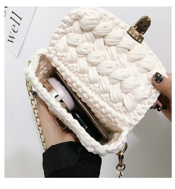 Handmade Knitted Small Fashion Crossbody Bags for Women Luxury Minimalist Purses and Handbags Gorgeous Woven Shoulder Bag