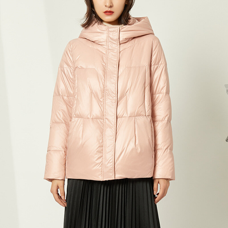 화이트 오리털 후드 재킷 코트, 캐주얼 방풍 코트 여성용 2022 패션 겨울 상품
