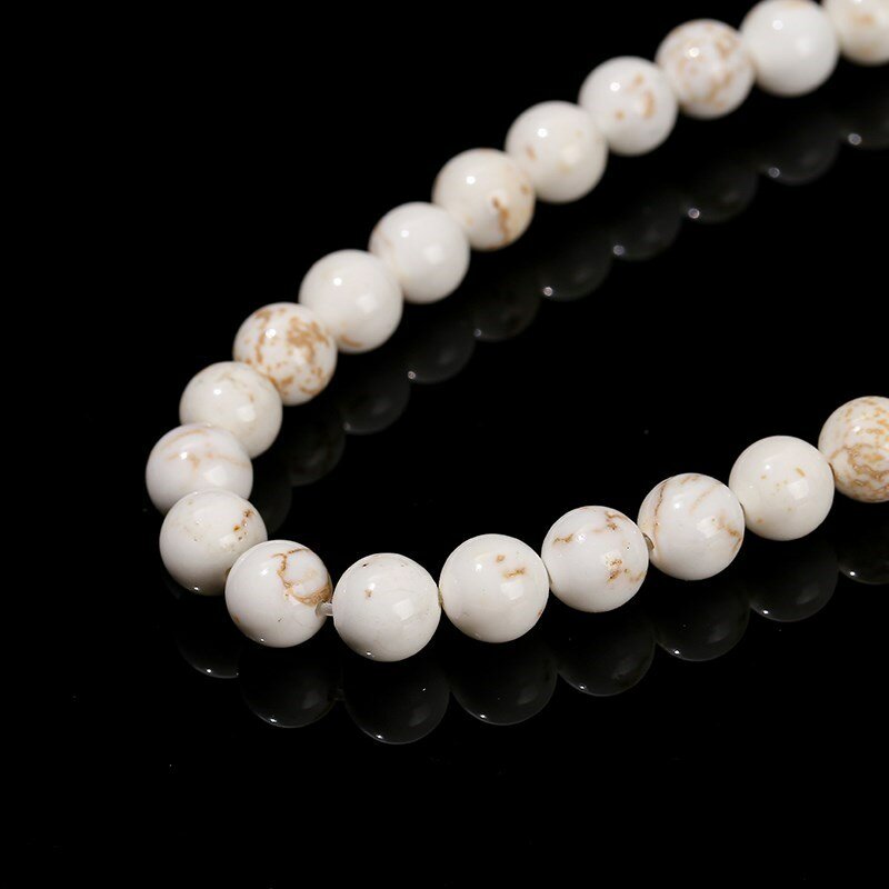 Perles Rondes en Pierre de Magnésite Naturelle, Accessoire pour Fabrication de Bijoux, Collier, Bracelet, 15 Brins, DIY, Vente en Gros