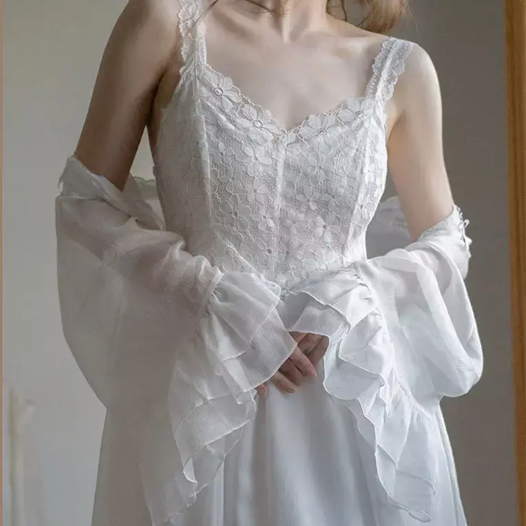 Винтажная новая французская Ночная рубашка в стиле ретро, ночная рубашка в стиле принцессы, свадебная утренняя ночная рубашка, Сказочная домашняя пижама для отдыха, ночная рубашка, костюм