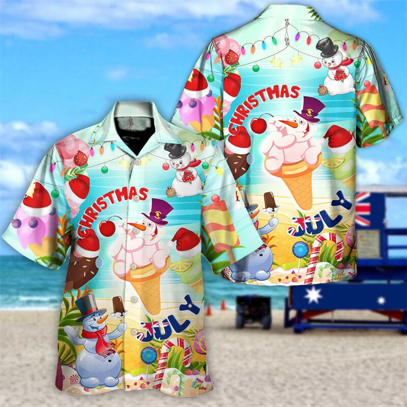 Mode Trendy Ijs Shirts Losse Comfort 3d Print Y 2K Hawaii Shirt Vakantie Strandfeest Tops Heren Dames Shirts Met Korte Mouwen