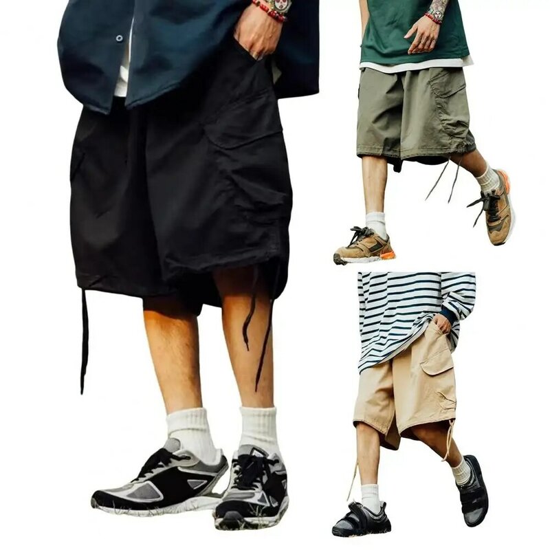 Шорты-карго мужские с завязкой на талии, дышащие Широкие штаны, с регулируемым шнурком, летние короткие брюки-карго, 1 шт.