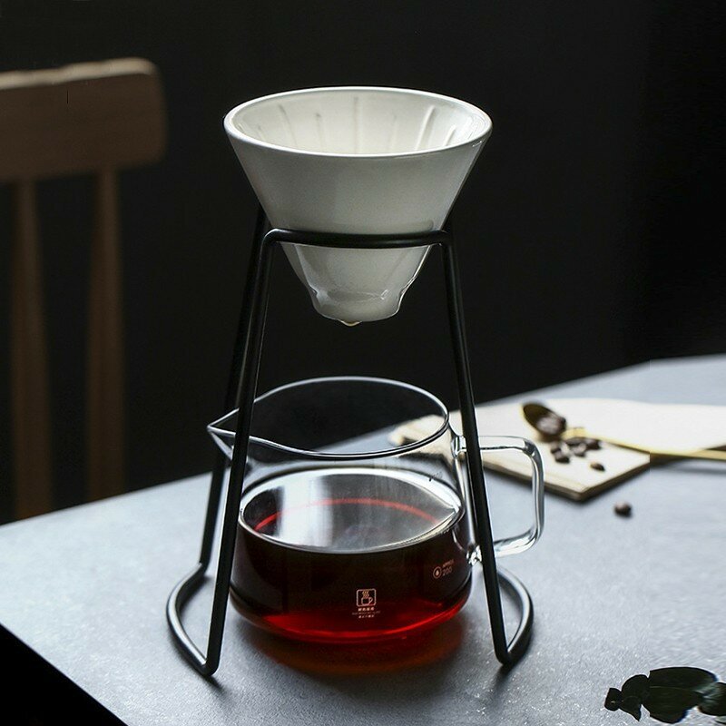Coffee Server Household Hand Brewed Coffee Pot Filter Cup Brewing Coffee Stand Glass Sharing Pot