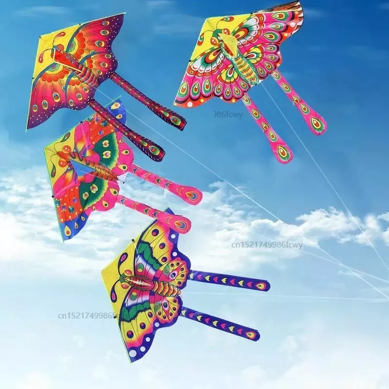 Layang-layang kupu-kupu dengan tali pegangan mainan terbang layang-layang anak-anak kontrol mudah Ripstop nilon burung elang layang-layang mainan luar ruangan