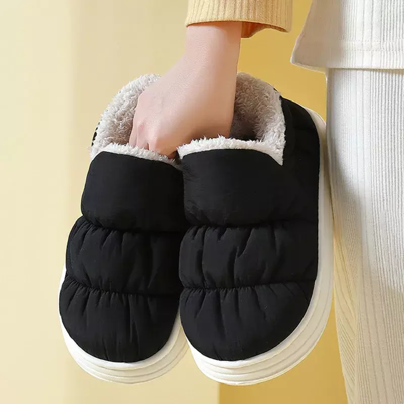 Winter Warm Men Slippers Casual Non-slip Platform Flats Home Waterproof Non Slip Shoes Indoor Outdoor Thick Plush Women Slides