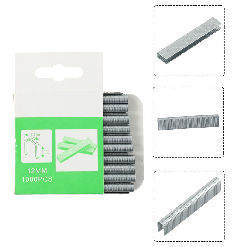 Brand New High Quality Staples Nails Tools 1000Pcs 12mm/8mm/10mm DIY Door Nail Household Packaging Silver Steel