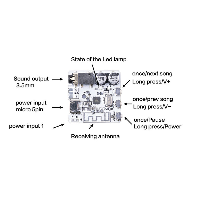 1~10PCS Audio Receiver board 5.0 mp3 lossless decoder board Wireless Stereo Music Module for Car Speaker MP3