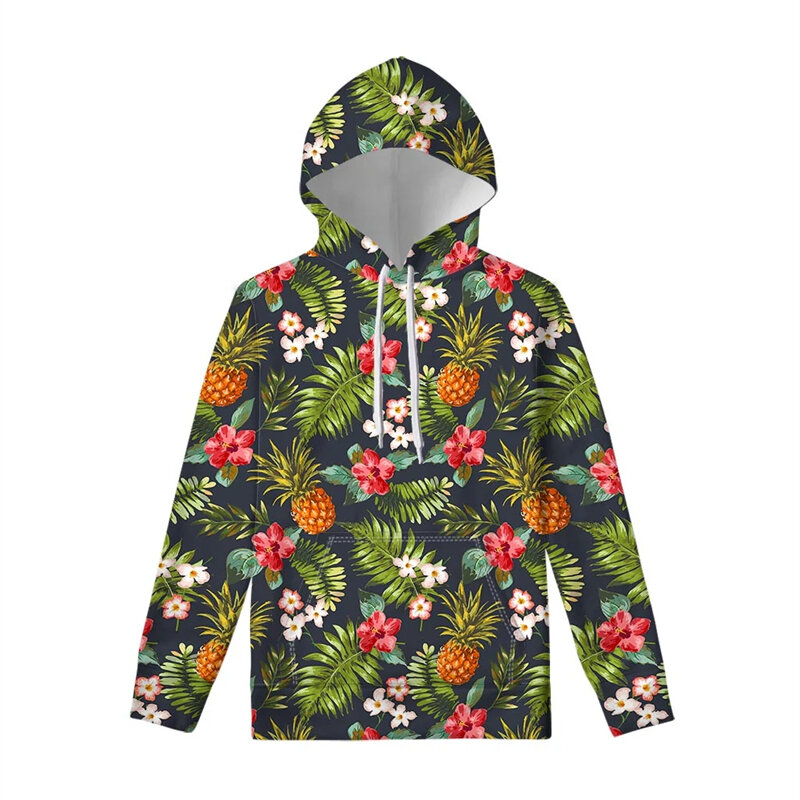 Sudadera con capucha Hawaiana para hombre y mujer, chaqueta con estampado de flores en 3D, estilo Hip Hop, cómoda y holgada, novedad de otoño