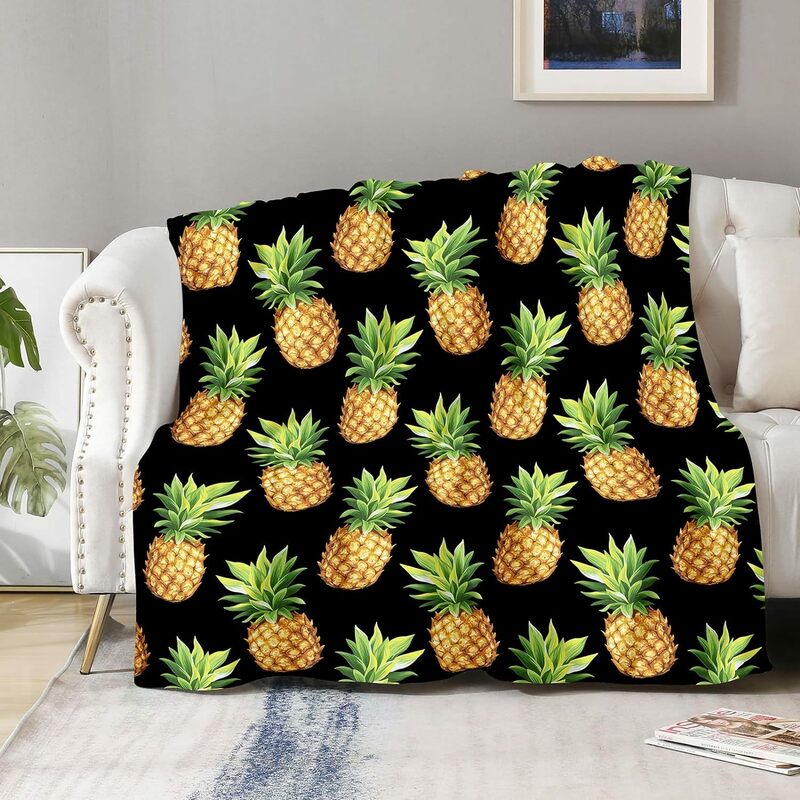 Prezent owoce tropikalne koc ananasowy-odpowiedni dla kobiet, dzieci, dorosłych, urodzin, sypialni, podróży i dekoracji kempingowych
