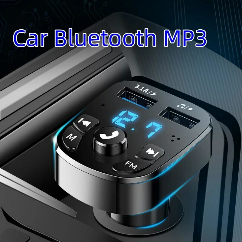 Samochodowy Bluetooth głośnomówiący zestaw samochodowy z nadajnikiem MP3 Modulator odtwarzacz zestaw głośnomówiący odbiornik Audio 2 szybka ładowarka USB