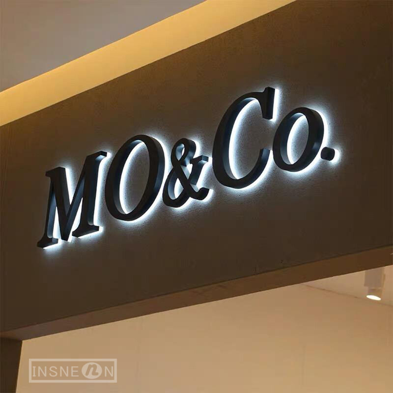 Custom Stainless Steel Luminous Character Backlit LED Letter Sign Metal Waterproof Outdoor Advertising Company Signage