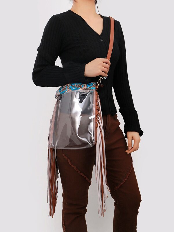 Bolso cruzado de PVC de gran capacidad para mujer, bolsa de almacenamiento impermeable y antiincrustante, bolsa organizadora, bolsa transparente