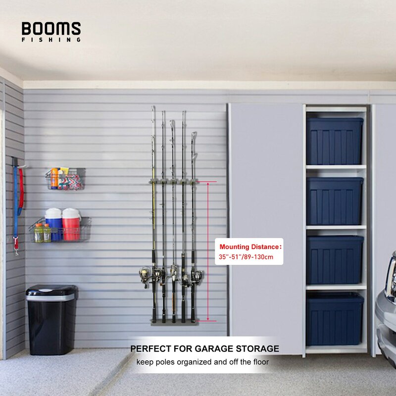 Booms Fishing WV4 Rod Holder Up to 10 Rods Vertical and Horizontal on Wall Protect Storage Pole Rack Fishing Tools Accessories