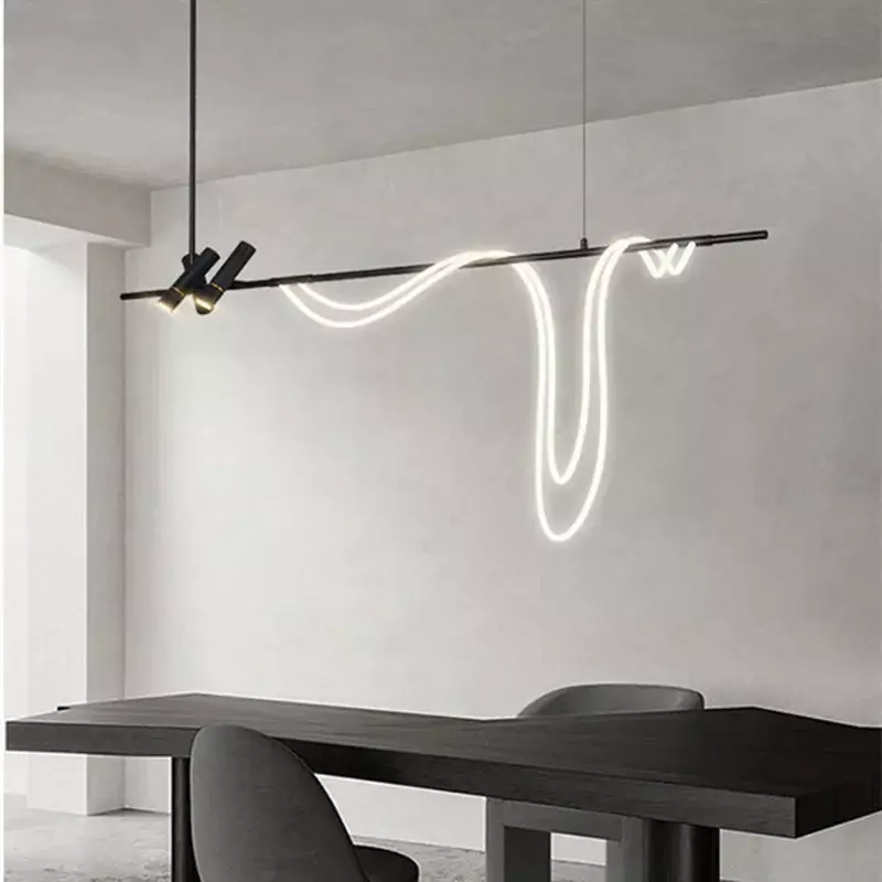Nordic Tube LED Chandelier para Cozinha Sala de Jantar, Projectores De Mesa, Luzes Pingente, Decoração Home Minimalista, Suspensão