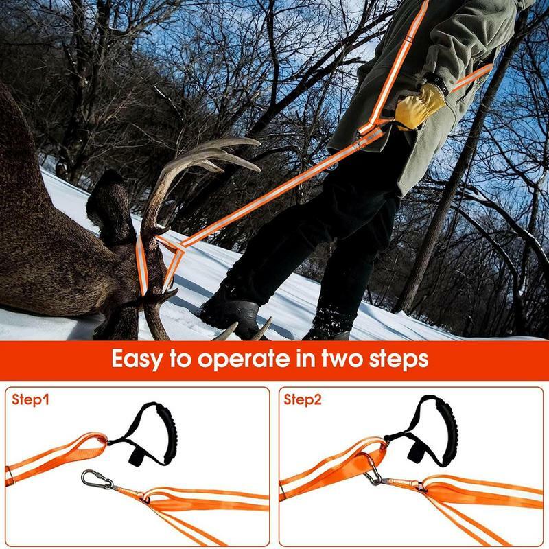 Deer Drag Rope Reflective Adjustable Nylon Pulling Harness Ergonomic Pulling Harness With Handle Carabiner Shoulder Pad Space