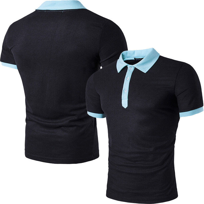 Heren Polo Tops Voor Jonge Zomer Korte Mouw T-Shirt Contrast Turndown Kraag Engelandstijl Effen Kleur Shirt