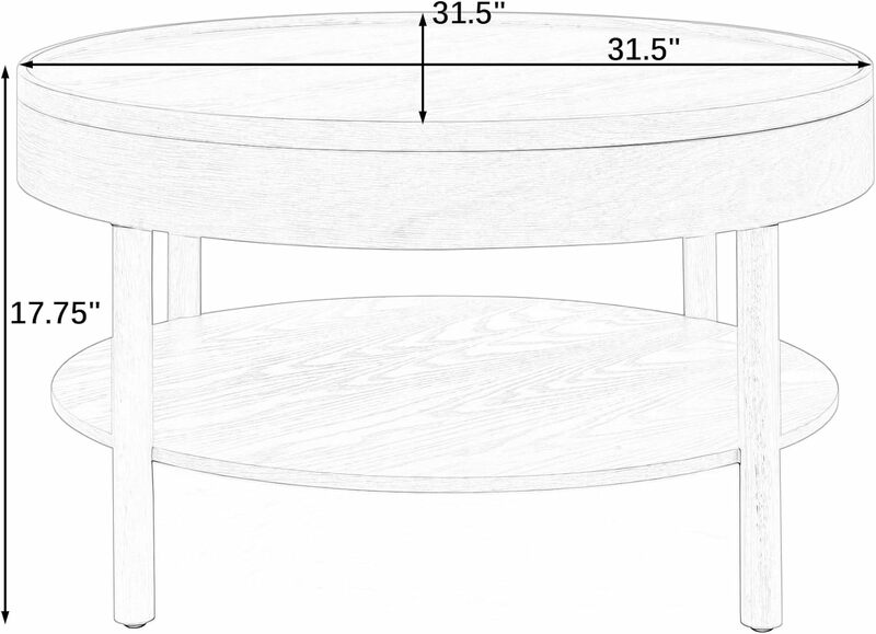 Niccae-table basse circulaire rotative, table de salon moderne, avec 3 niveaux de stockage de 31.5 pouces, table à thé à 3 niveaux