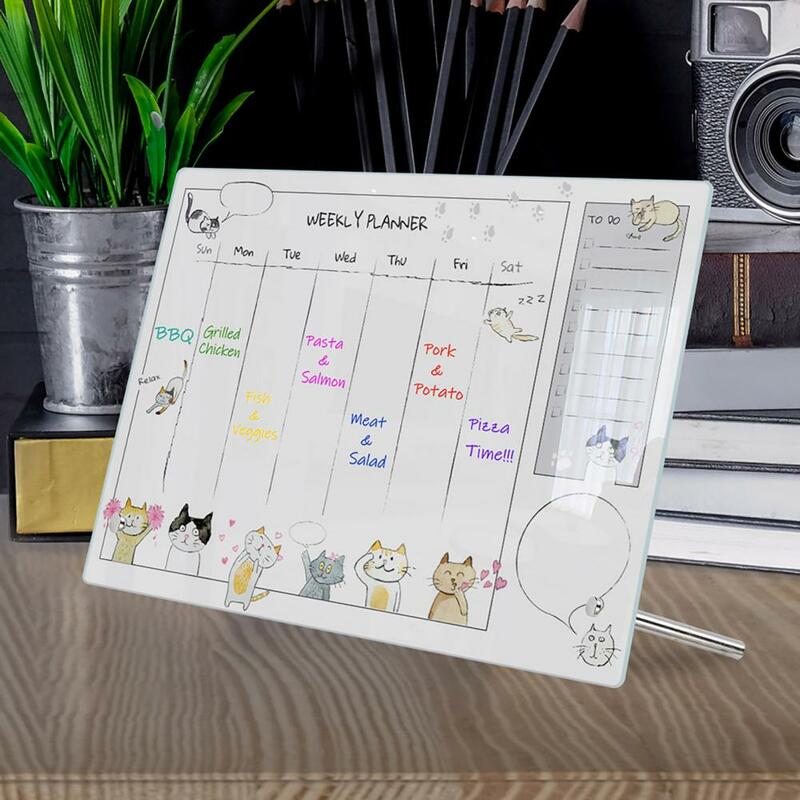 Calendario de pizarra blanca de escritorio acrílico educativo, planificador semanal con soporte, pequeño recordatorio de exhibición de oficina para el hogar