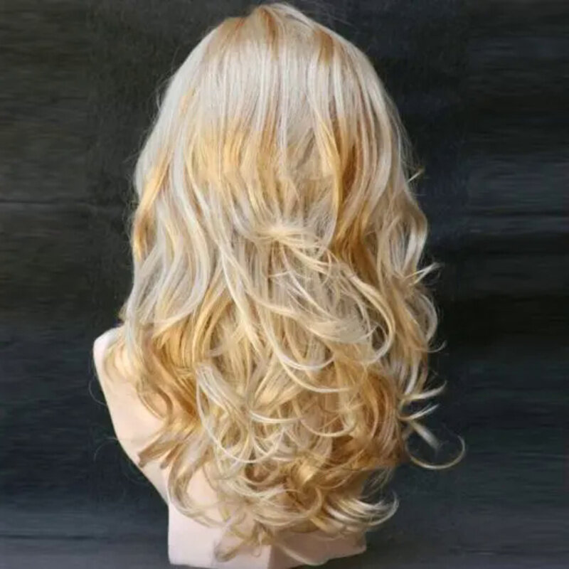 Kapryśna mieszanka długie faliste peruki blond naturalnej żaroodpornej peruka syntetyczna do włosów dla kobiet