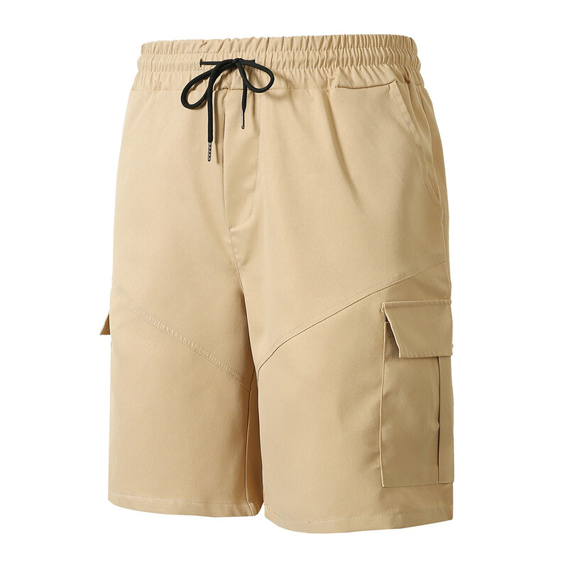 Wygodne modne wakacyjne spodenki na wakacje spodnie męskie krótkie spodenki w jednolitym kolorze letnia talia Cargo wygodne