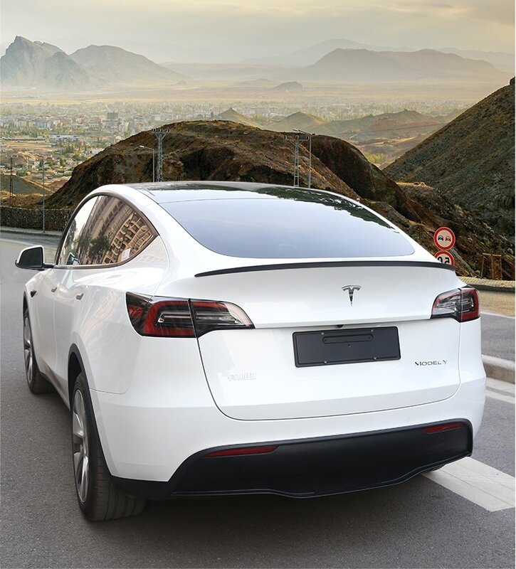 Spoiler bagasi belakang, aksesori mobil Spoiler sayap ABS serat karbon Highland 2017 untuk Tesla Model 3/Model Y 2023-2024