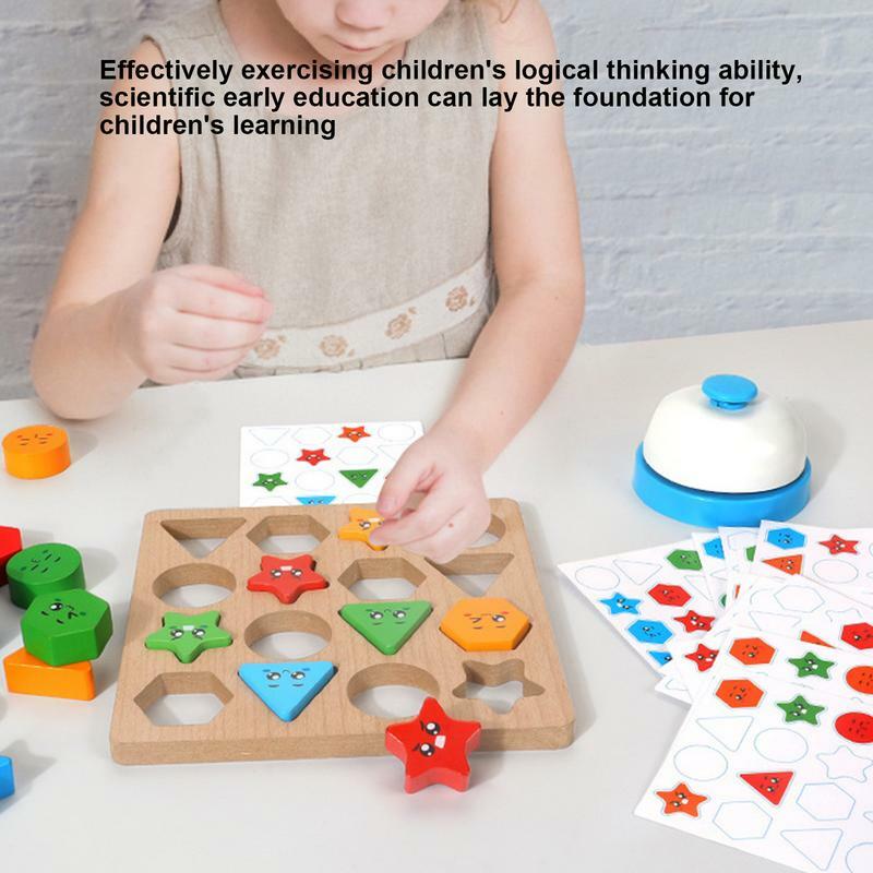 Matching Toy For Toddler Montessori Shape Matching Board Game Shape Colors Matching Memory Building Blocks Stacking Toys Gifts