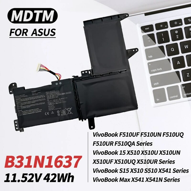 B31N1637 C31N1637 Laptop Battery Replacement for ASUS VivoBook X510 X510U X510UQ X510UAR S510U S510UN S510UR S510UA F510 F510U